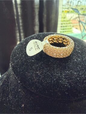 Gold Filled Crystal Pave Dome Ring - Size 5